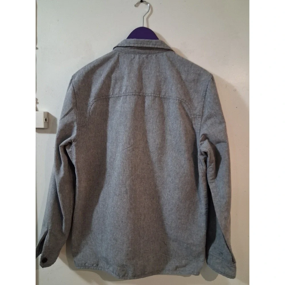 Comune Mens Gray Heather Long Sleeve Button Down Shirt Single Pocket Size M